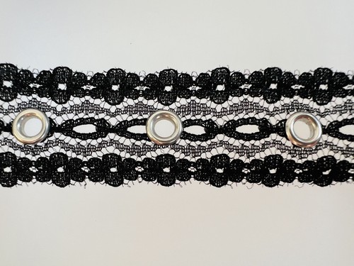 Black lace grommet tape - grommet,