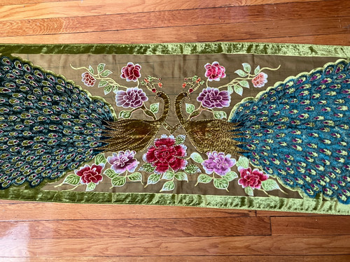 Beaded velvet peacock - peacock, silk