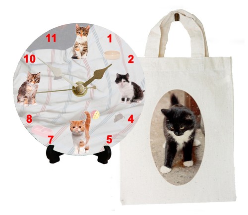 Kitten cat clock diy 12cm - cat,