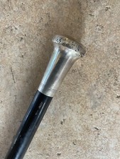 Antique Walking Stick Dress Cane Hallmarked Silver Pommel Top by Kendall London