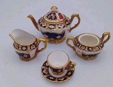 MINIATURE Staffordshire Fine Ceramics Tea Set OLD IMARI Royal Crown Derby Style