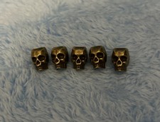 5 X 4.2mm Approx Bronze Skull Beard/Hair Beads Antique Style Norse viking Skull