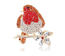 Large Rhinestone Red Breasted