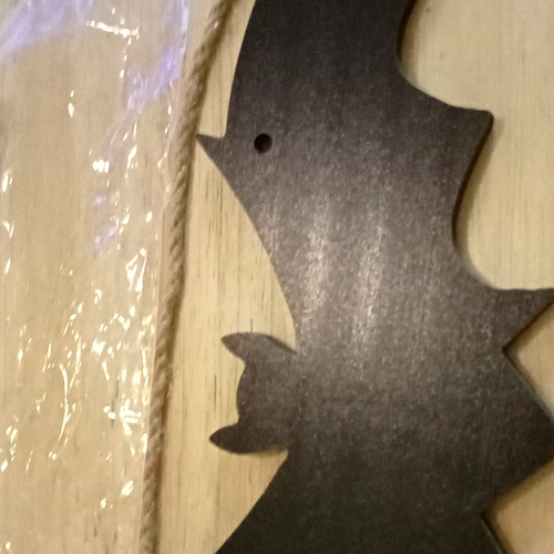 Black bat hanging wooden - black,