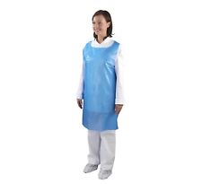Disposable Aprons Blue & White - Plastic Aprons for Adults, Polyethylene Aprons