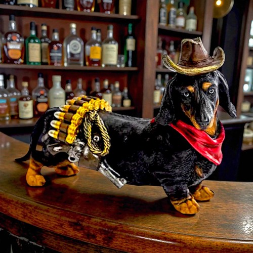 Cowboy dog dachshund ornament - cowboy,
