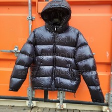 ZARA 100% FEATHER FILL Down PUFFER JACKET Winter Coat Shiny Black Men XL - NWT