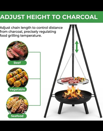 Outdoor fire pit tripod bbq - fire,