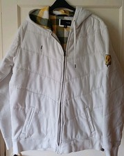 Lovely Mens Zip Up Hooded Jacket by Hurley. White with Yellow/Green Hood. XL.