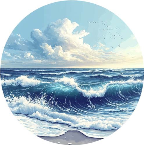 Colourful vintage ocean wave - ocean,
