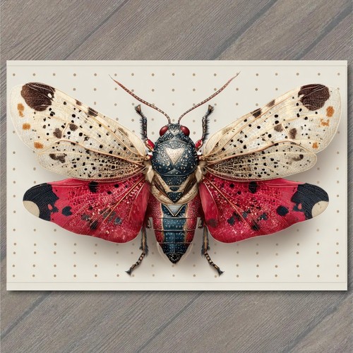 Postcard spotted red - spotted, winged