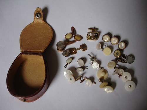 Vintage leather stitched studs - vintage,