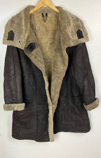 Real SHEEPSKIN SHEARLING AFGHAN JACKET UK Size 20 (US 16) Women`s Black