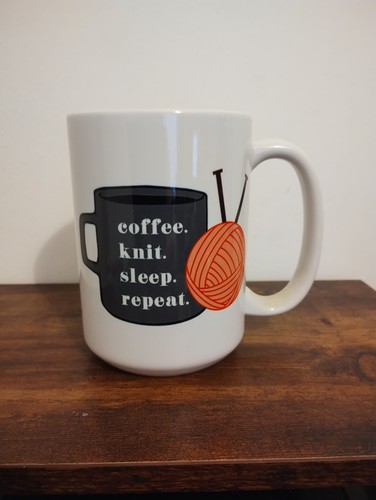Novelty knitters mug - knitters, text