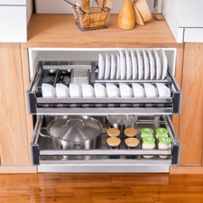 PULL OUT WIRE BASKETS KITCHEN CABINET CHROME SOFT CLOSE RUNNERS LARDER CUPBOARDS