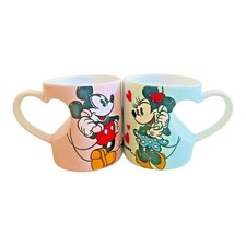 Disney Mug Mickey Minnie Pair Mugs Heart Handle Love Couples Together Forever