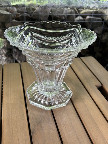 Mid century pressed glass vase - glass,