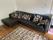 Dwell 4 Seater Sofa With Chaise In Brown Leather - Great Condition