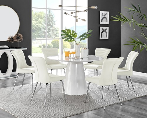 Palma white high gloss round - high,