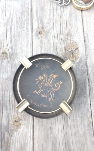 Vintage black brass ashtray - vintage,