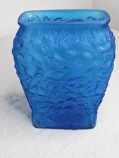 Blue Glass Satin Frosted Vase
