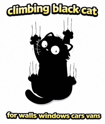 Black cat climbing - black,