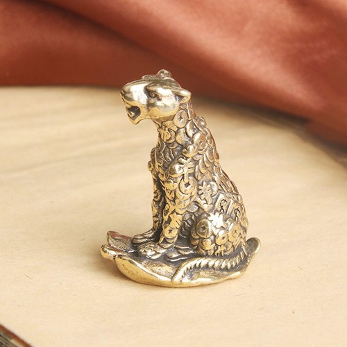Brass leopard ornament - brass,