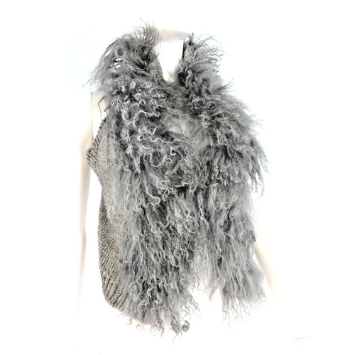 Pinko mongolian fur knit gilet - pinko,