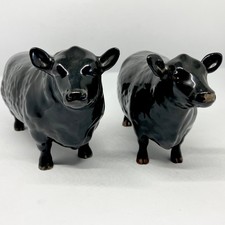 Beswick Aberdeen Angus Bull 1562 & Cow 1563 Pair Gloss Black Figurines England