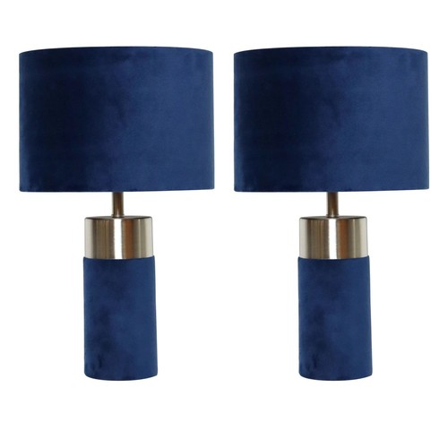 Pair navy blue velvet table - pair,