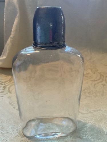 Vintage glass hip flask - flask,