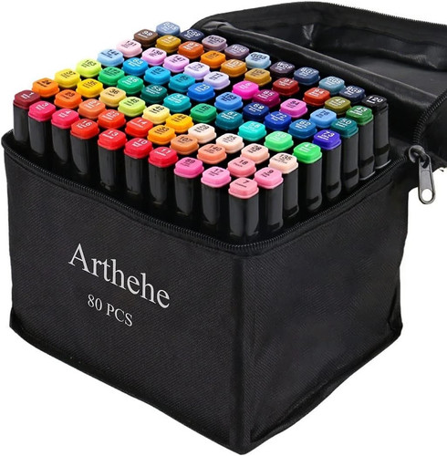80pc colouring pens dual - dual, tip