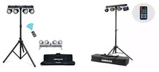 DJ LIGHTING  2X Stands with Great lights, foldaway carry bags and remote control