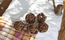 5 Pieces Rattan Wicker Balls Brown Color