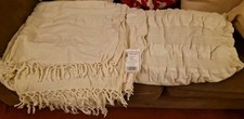Pair Of Extra Large Cream Cotton Washable Throws for Bed/Settee 225x250cm