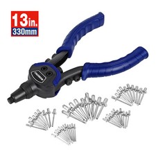 WORKPRO 5-in-1 Rivet Gun Set 10-Inch Pop Riveter with 2.4/3.2/4/4.8/6.4mm Nozzle