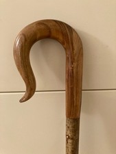 Lovely MAPLE WOOD CROOK HANDLE  on Hazel ,Walking and hiking  stick.with acorn.