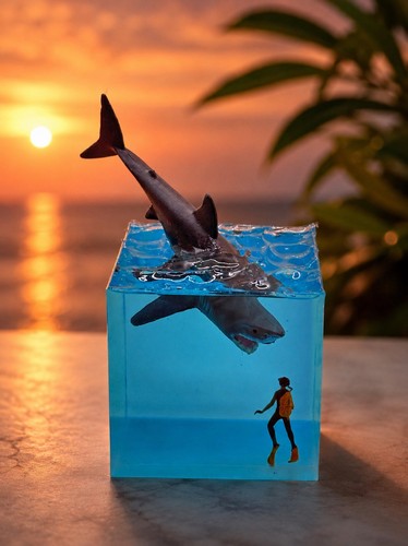 Ocean shark diver handmade - shark,