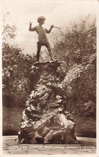 Rppc peter pan statue - peter,