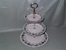 Royal Doulton Burgundy Bone China 3-Tier Hostess Cake Plate Stand TC.1001