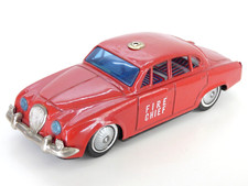 Ichiko Jaguar S Type Fire Chief RARE Japanese Tinplate Toy Car Vintage