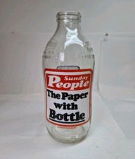 Vintage Sunday People Glass Milk Bottle “The Paper with Bottle” Unigate 1 Pint 