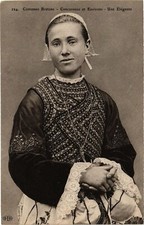 Old postcard Breton costumes -