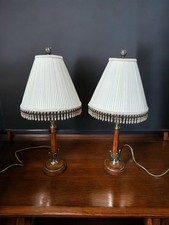 Pair Of Wooden Candlestick Table Lamps Style Of Alban Chambon