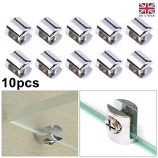 Glass Shelf Support Clamp Bracket Clip 10PCS Chrome Shelves 6mm-8mm KIT Polished