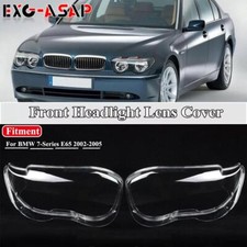 Pair New Front Headlight Lens Cover Shell Clear For BMW 7 Series E65 2002-2004