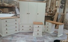 HANDMADE (IVORY+LIGHT OAK) AYLESBURY NEXT 4 PIECE BEDROOM SET NOT FLAT-PACKED! !