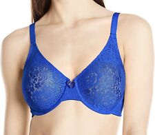 Wacoal Halo Lace Bra Dazzling Blue Size 34B Underwired Plunge Racer Back 851205