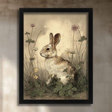 Vintage Rabbit Botanical Art