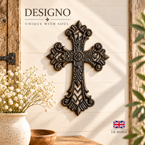 Cast iron christian wall cross - cast,